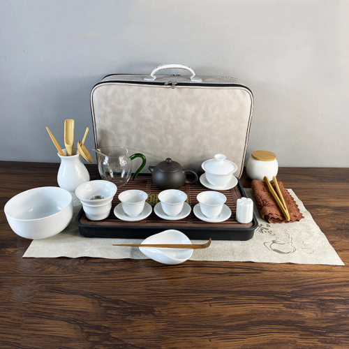 茶艺教学套组茶壶盖碗旅行便携式功夫茶具茶盘套装伴手礼品logo
