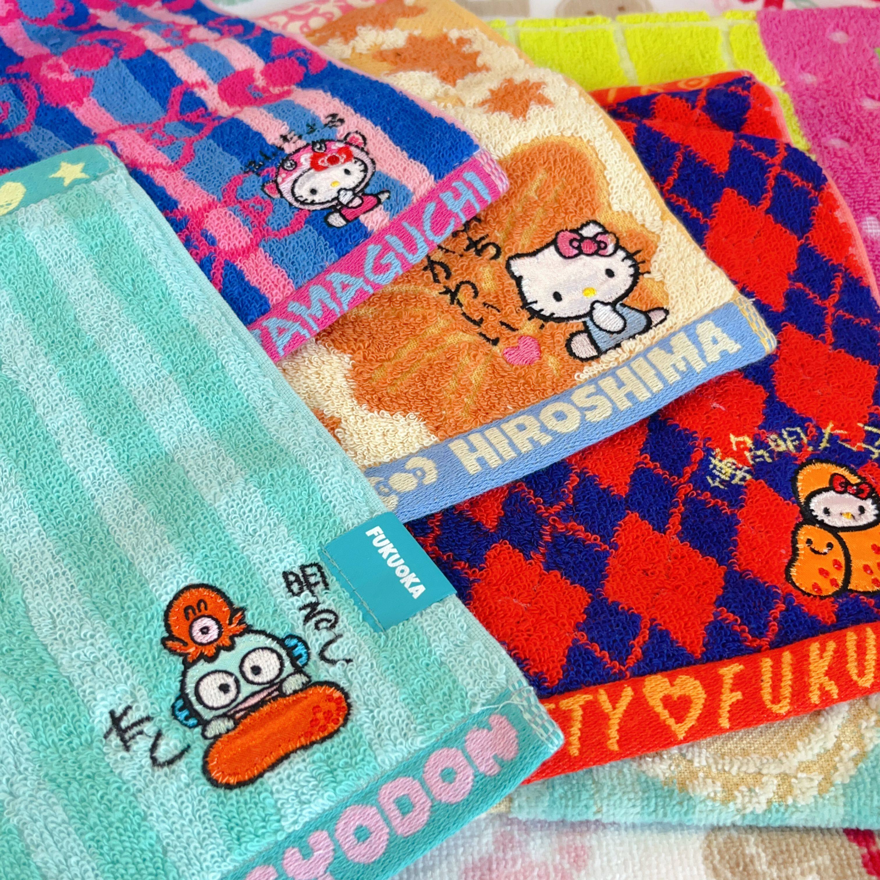 出口日本可爱方巾美乐蒂hellokitty丑鱼刺绣纯棉小毛巾手帕擦脸巾