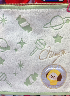 新品出口可爱方巾chimmy小黄狗bt21刺绣可爱方巾可爱棉面巾吸水