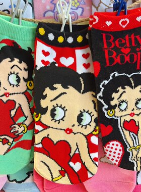 出口日本新品可爱贝蒂betty boop美式复古短筒袜女袜女士袜子