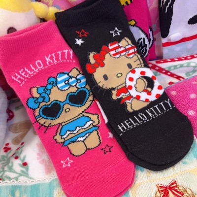 2双装`出口单黑皮kt度假风短筒袜女袜女士袜子糖果色短袜女袜短袜