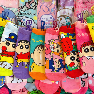 出口日单卡通袜蜡笔小新小白可爱女袜短袜少女袜子萌袜子女  低帮