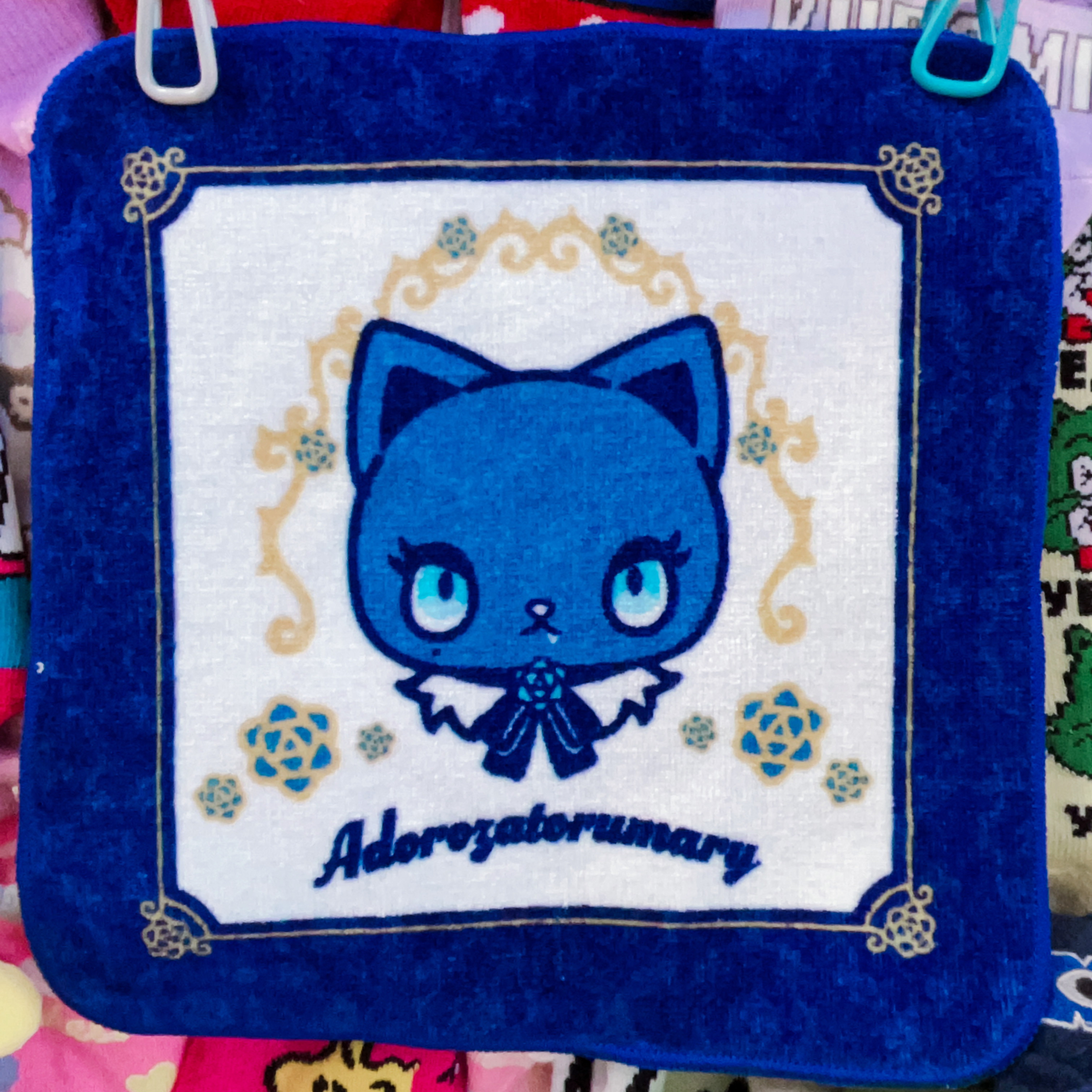 出口日本可爱纯棉甜品派对Adorozatorumary 蓝猫擦手巾迷你小方巾