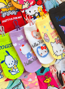 出口日本hello kitty库洛米丑鱼玉桂短筒儿童宝宝袜子女宝公主袜