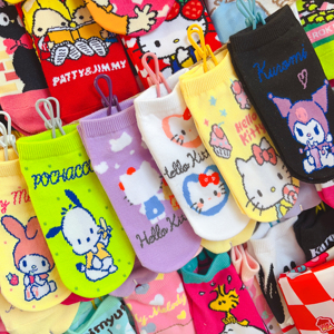 出口日本hello kitty库洛米丑鱼玉桂短筒儿童宝宝袜子女宝公主袜
