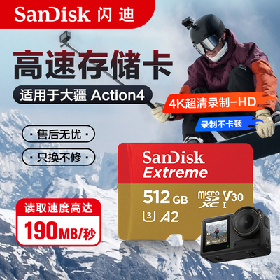 闪迪高速存储卡256G大疆Action4