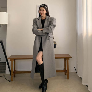 赫本风毛呢大衣女加长款冬季加厚