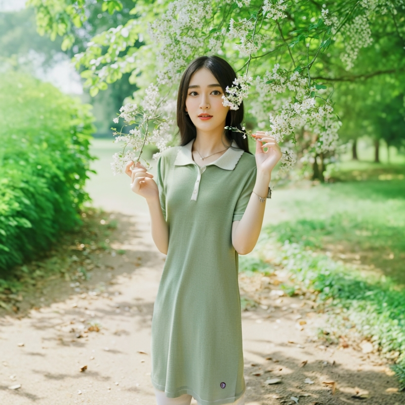 春夏款 学院风黑色 果绿色PO连衣裙