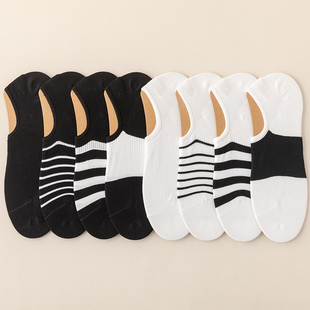黑白袜子男款夏季短袜浅口短腰潮流百搭船袜短款船袜薄棉低帮短腰