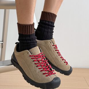 粗线袜子男款中筒日系白色堆堆袜复古针织毛线长袜黑色潮流勃肯鞋