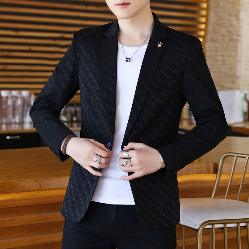 西装外套男春秋季韩版潮流潮牌修身帅气小西服男士休闲免烫单西