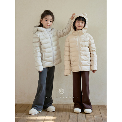 CUTIEYOKI冬季新品童装中大童长裤lulu风软绵绵空气层刺绣喇叭裤