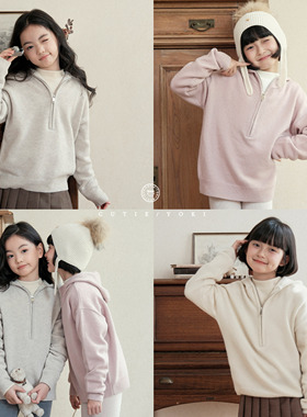 CUTIEYOKI家童装大童卫衣UPW100%美丽奴RWS羊毛三色半拉链帽衫