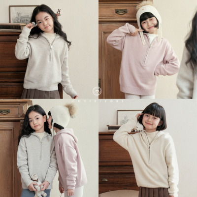 CUTIEYOKI家童装中大童卫衣UPW100美丽奴RWS羊毛三色半拉链帽衫