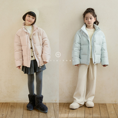YOKI童装Cutieyoki x Sugenro 蓝标定染丝绒亲子面包棉服
