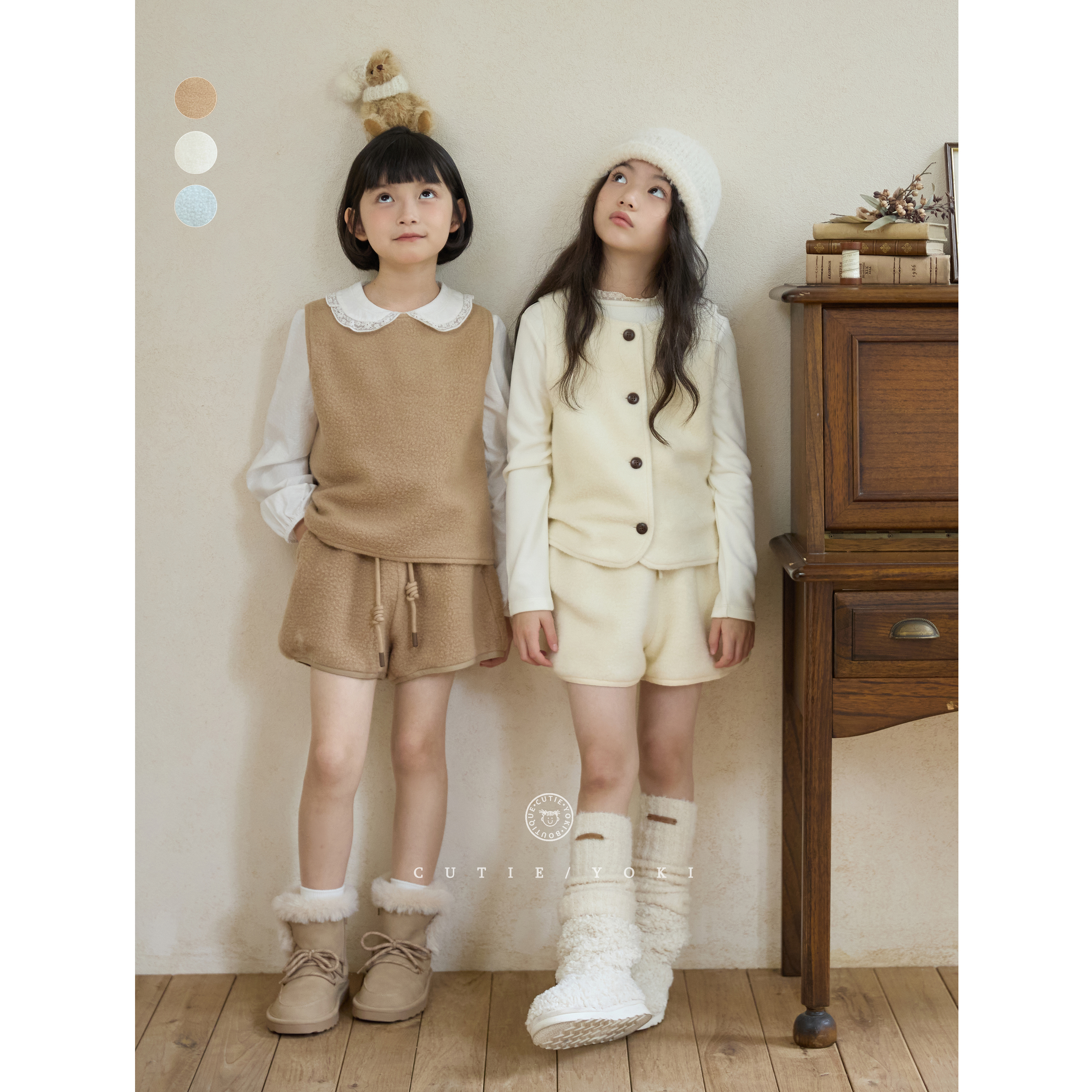 CUTIE YOKI童装圣诞款马甲羊绒触感羊毛棉软糯针织面料背心短裤