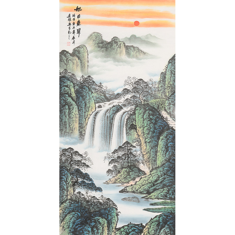 李连胜 手绘真迹国画 办公室玄关装饰字画 山水画 招财旺福风水画