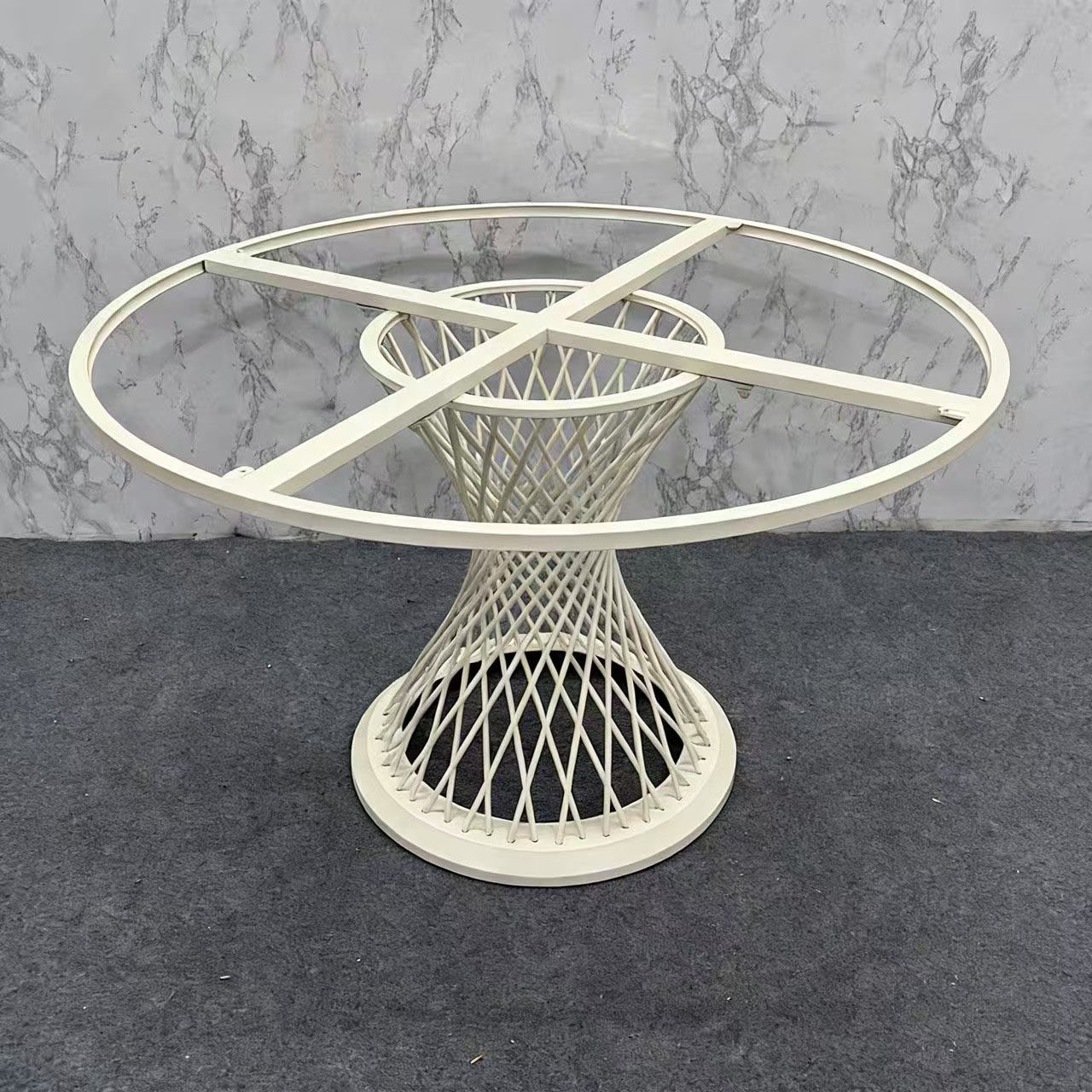 奶油风小蛮腰大理石奢石桌脚家用圆桌架岩板支架桌腿底座支撑腿架