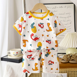 宝宝夏季睡衣短袖 儿童家居服套装 男童女童全棉空调衫婴儿上衣