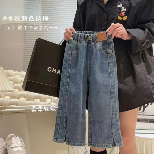 女童牛仔裤春秋款宝宝微喇裤