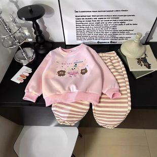 儿童洋气时髦宝宝衣服休闲两件套春秋潮服 新款 女童卫衣套装 秋装