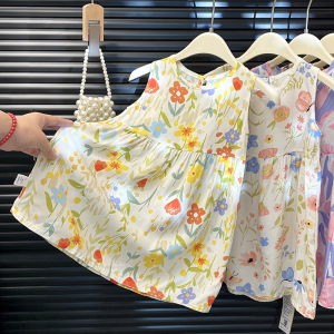 女童连衣裙棉绸夏季2026新款 宝宝公主裙 儿童沙滩裙女孩碎花裙子