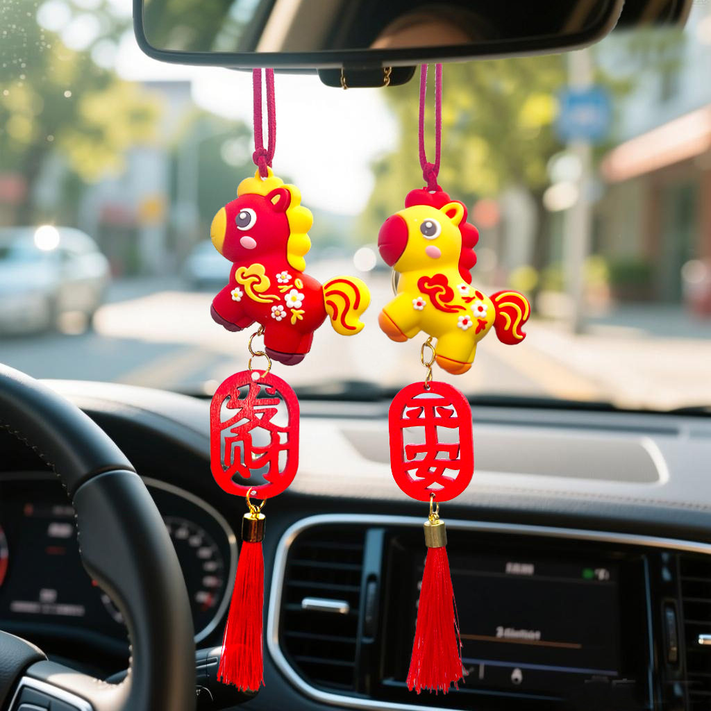 马年新款汽车挂件一路平安车内后视镜挂饰创意卡通吊坠吊饰装饰品,汽车用品/电子/清洗/改装,车挂,淘宝优惠券,粉丝福利购,淘宝优惠卷