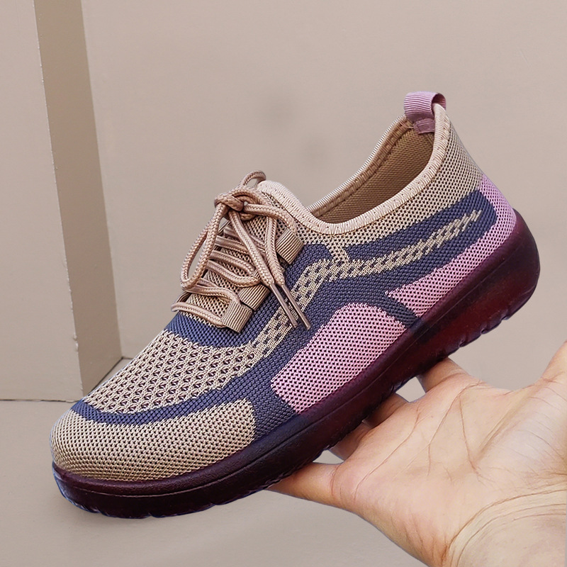 牛筋底针织休闲鞋软底妈妈鞋