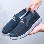 透气平底帆布鞋 男鞋 软底老北京布鞋 一脚蹬工作休闲鞋 新款 防滑板鞋