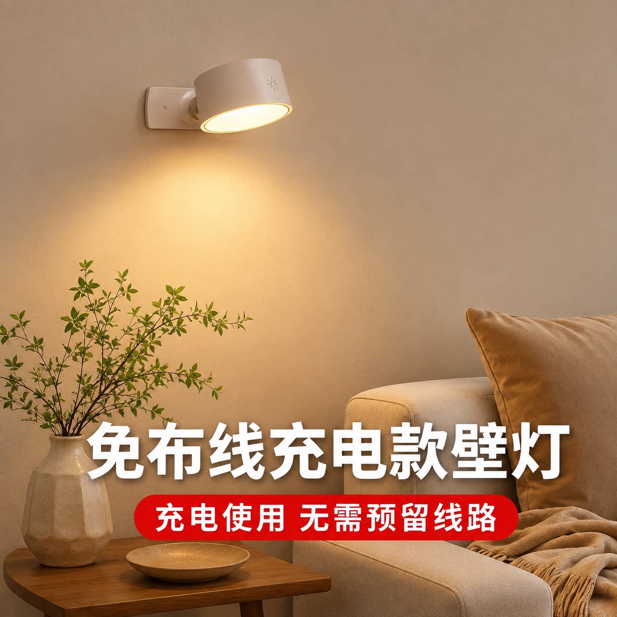 卧室壁挂照明不占床边空间图片