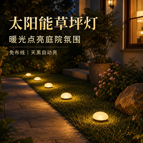 太阳能灯夜晚装点小院夜景