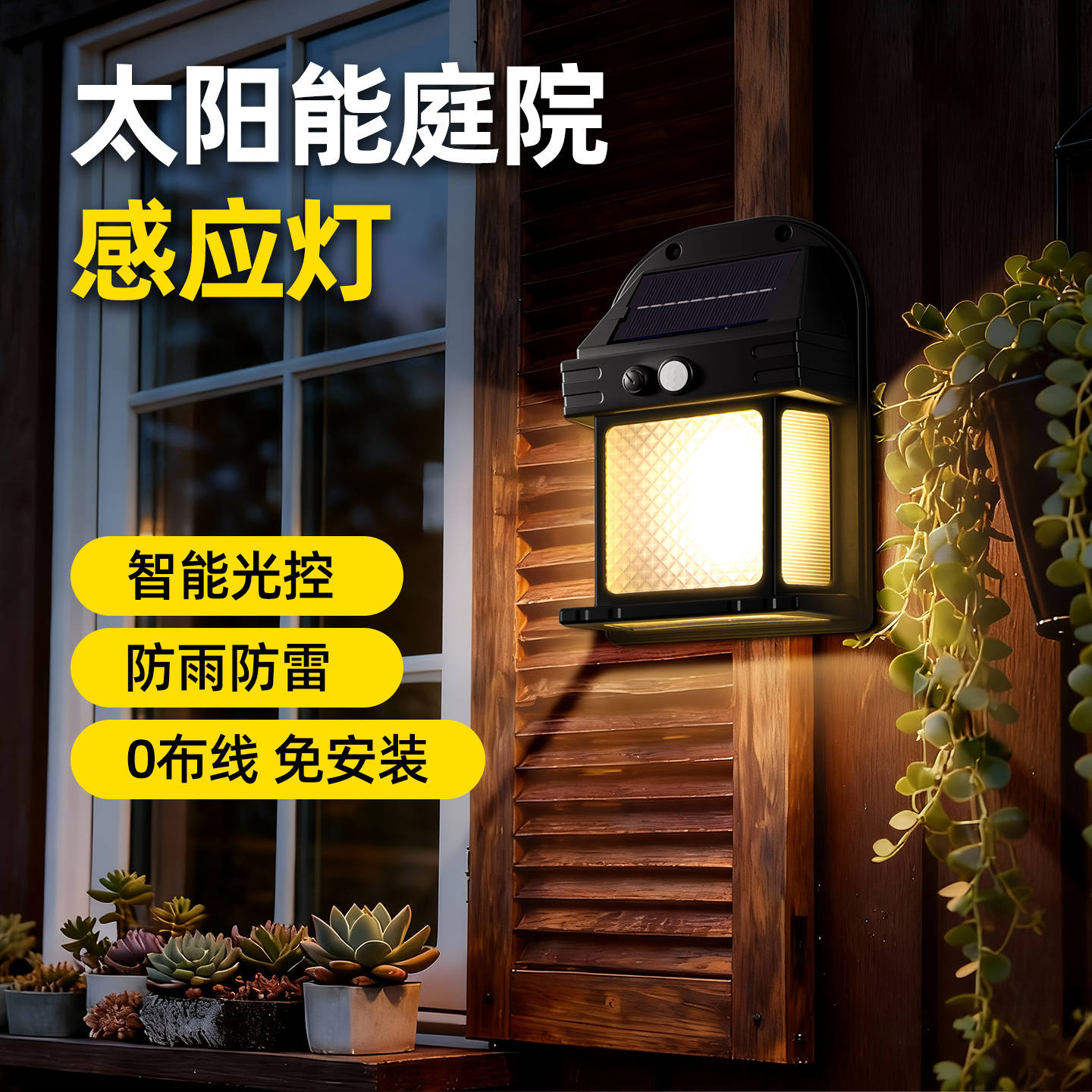 太阳能户外感应灯阳台灯入户门led氛围庭院花园防水围墙壁灯