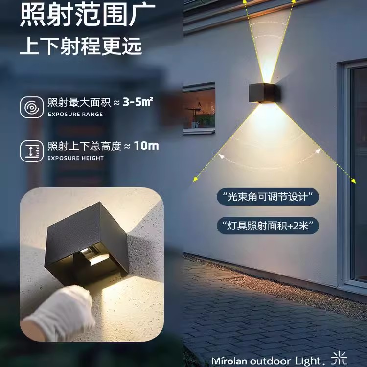 洗墙灯太阳能户外灯防水庭院壁灯别墅外墙围墙室外阳台花园墙壁灯