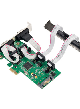 PCIe 1x四口RS232卡DB9针COM工控机半高2U全高3U串口卡WCH384芯片