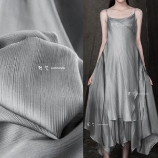 人丝灰缎纹双面色织布 创意醋酸服饰打底衬衫裙子服装设计师面料