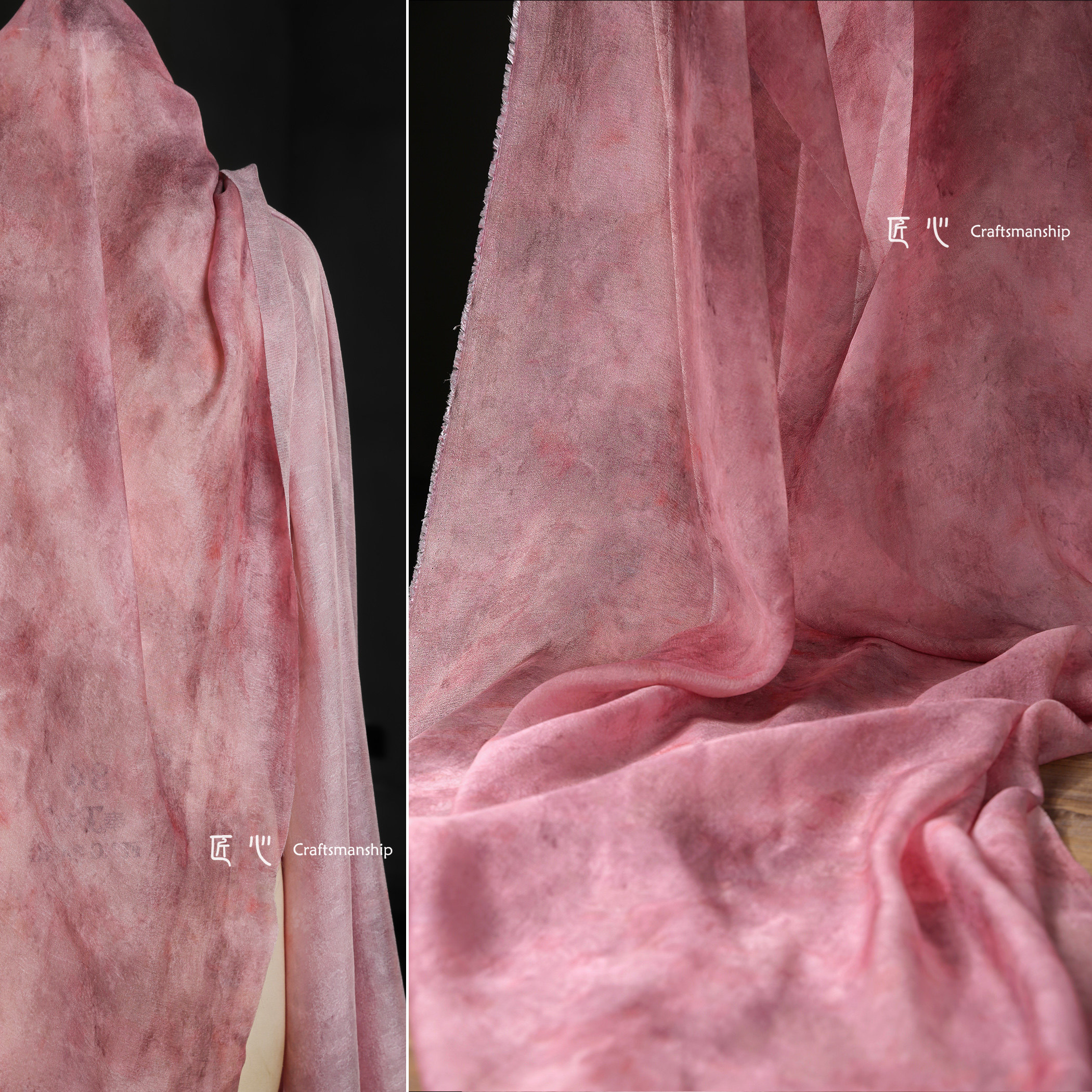 匠心复古墨染人丝做旧服装布料