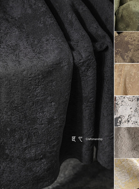 黑色暗花伤痕棉麻 肌理暗纹重度水洗风衣外套西装服装设计师面料