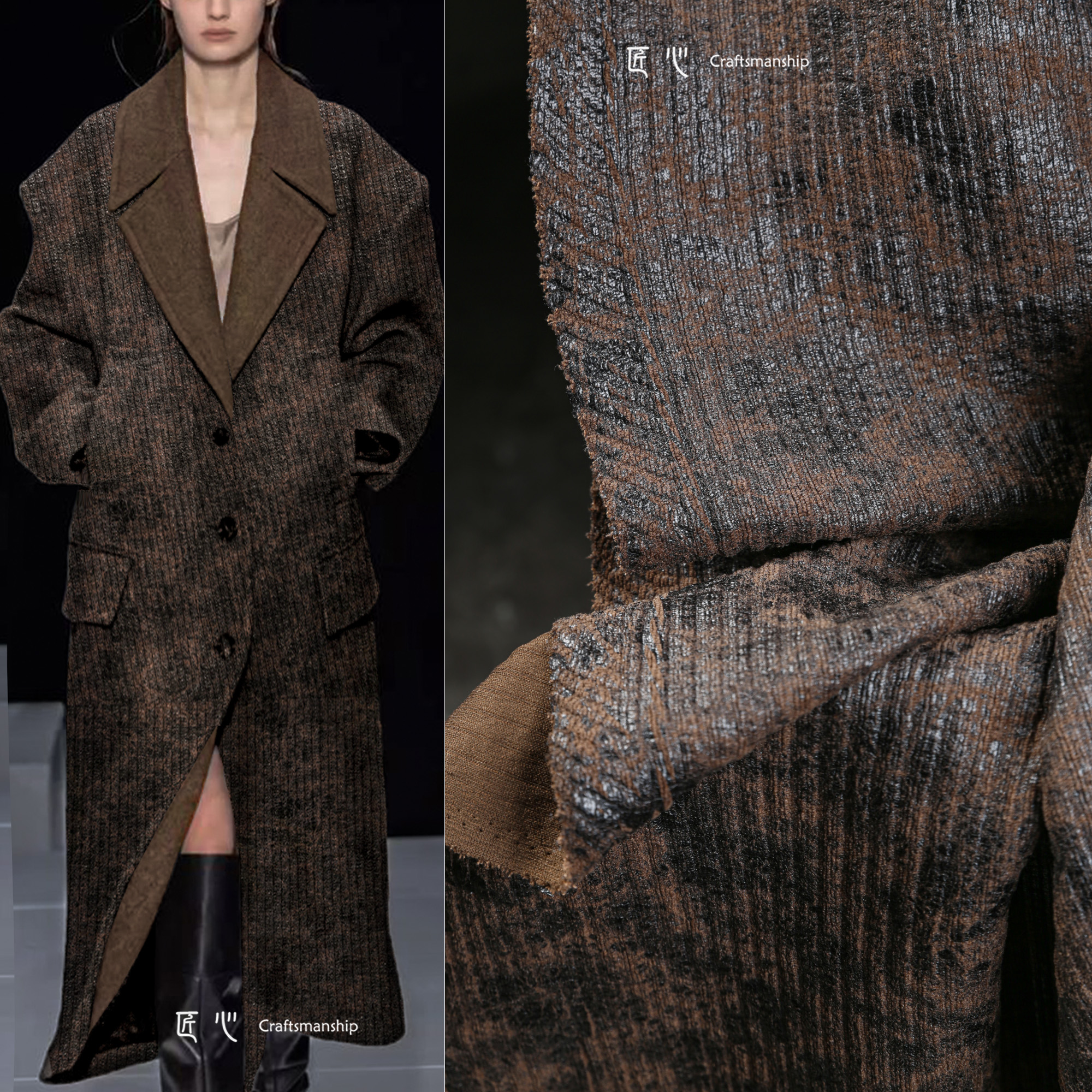 匠心做旧裂纹皮质复古服装布料