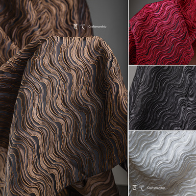 匠心水波纹肌理提花重工服装面料