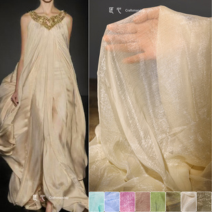 微闪雪纺纱半透亮丝软网纱布 婚纱礼服装饰背景diy服装设计师面料