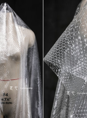 蛇皮防水布匠心设计师服装透明