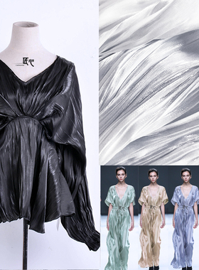 压褶/9色仿真丝缎面 微光丝滑改造三zhai一生裙礼服设计师面料