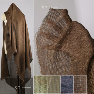 复古棉麻禅意做旧粗麻纱布料 再造炒色文艺裙子diy服装设计师面料