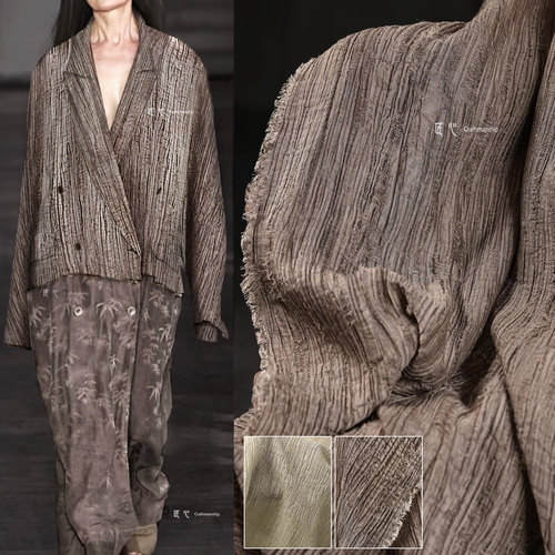 匠心棉麻服装复古做旧设计师面料