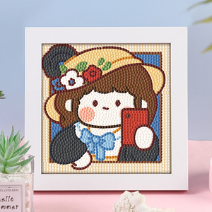 带框卡通Q版礼物女孩diy钻石画