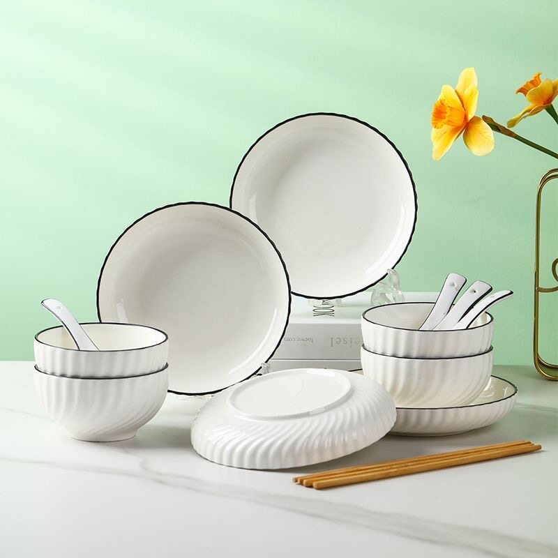 2/4人家用陶瓷碗盘组合餐具 米饭碗菜盘碟子面碗喝汤碗情侣套装