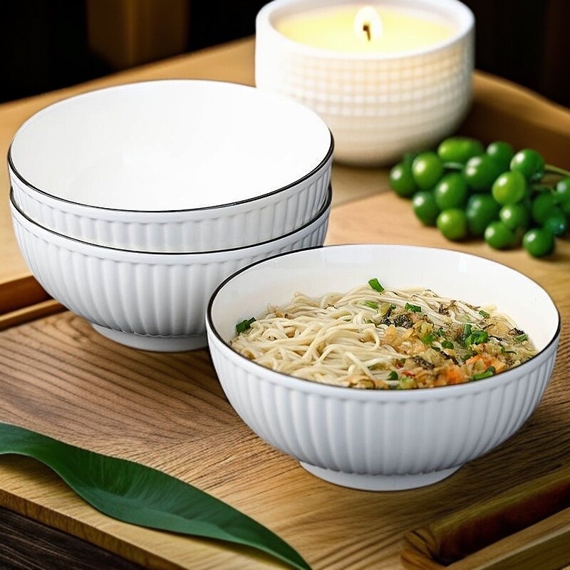 多款陶瓷家用装汤碗纯色8英寸大汤碗简约ins风汤面碗大号泡面碗