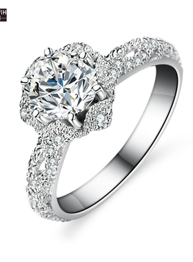 ECETOWIH纯银莫桑钻女戒指环时尚