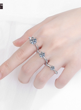 ECETOWIHS925纯银戒指女款莫桑石