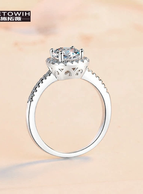 ECETOWIH新款D色莫桑石戒子方包